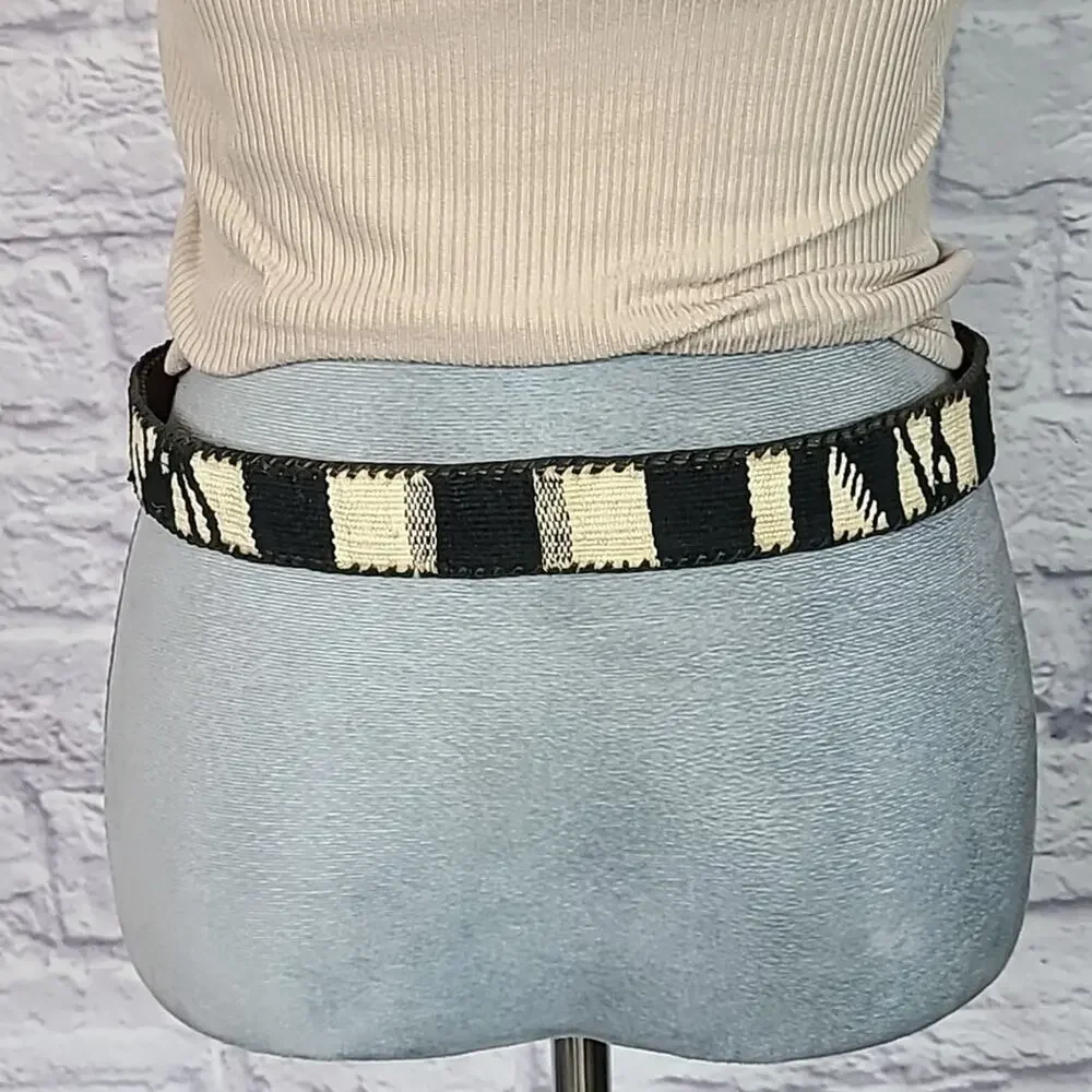 Aztec style leather and canvas belt